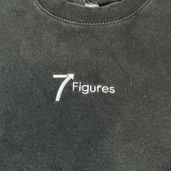 7 Figures Black Embroidered Logo Sweatshirt Size Large - Picture 3 of 6